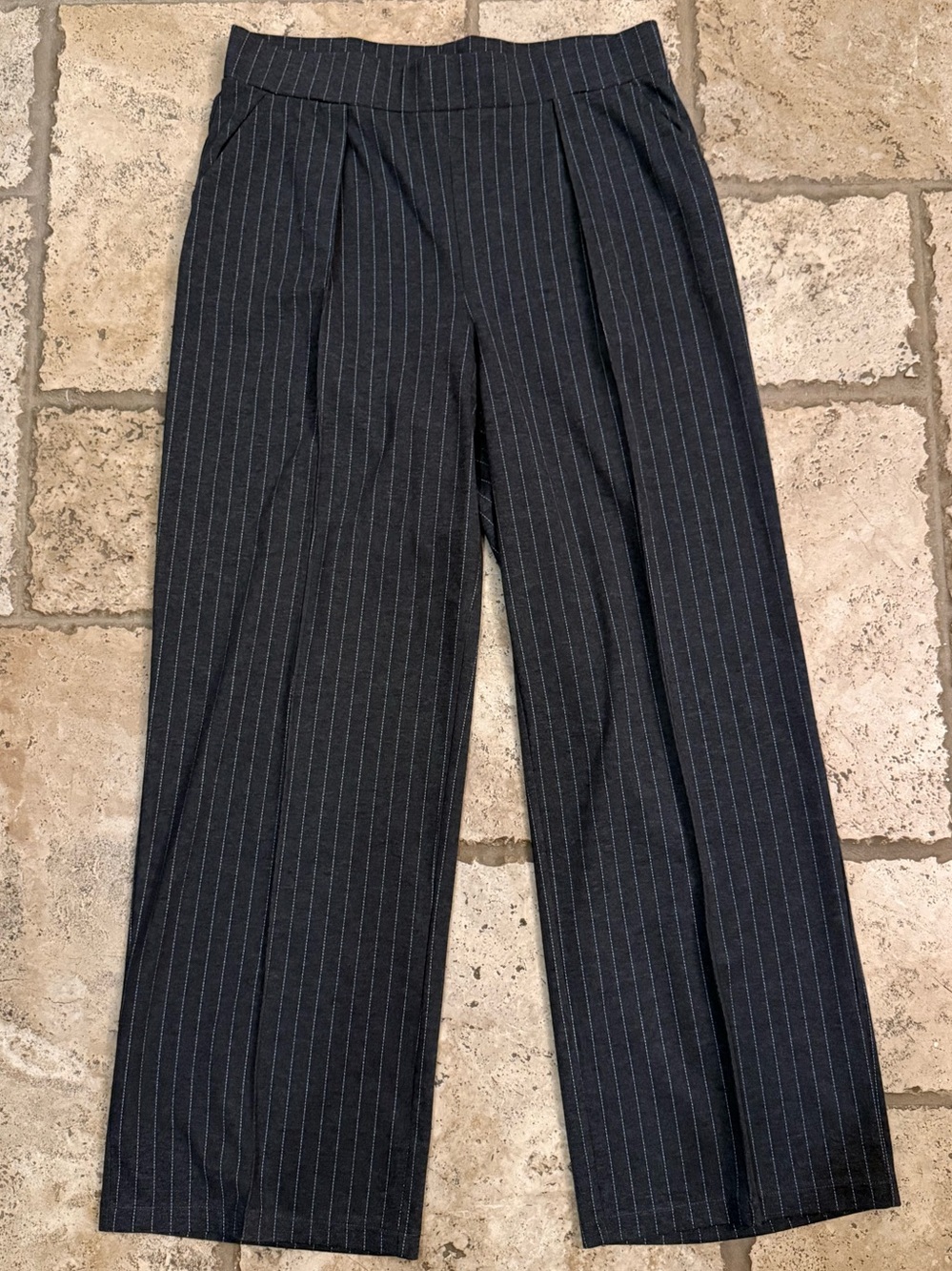 H&M Charcoal Pinstripe Wide-Leg Trousers